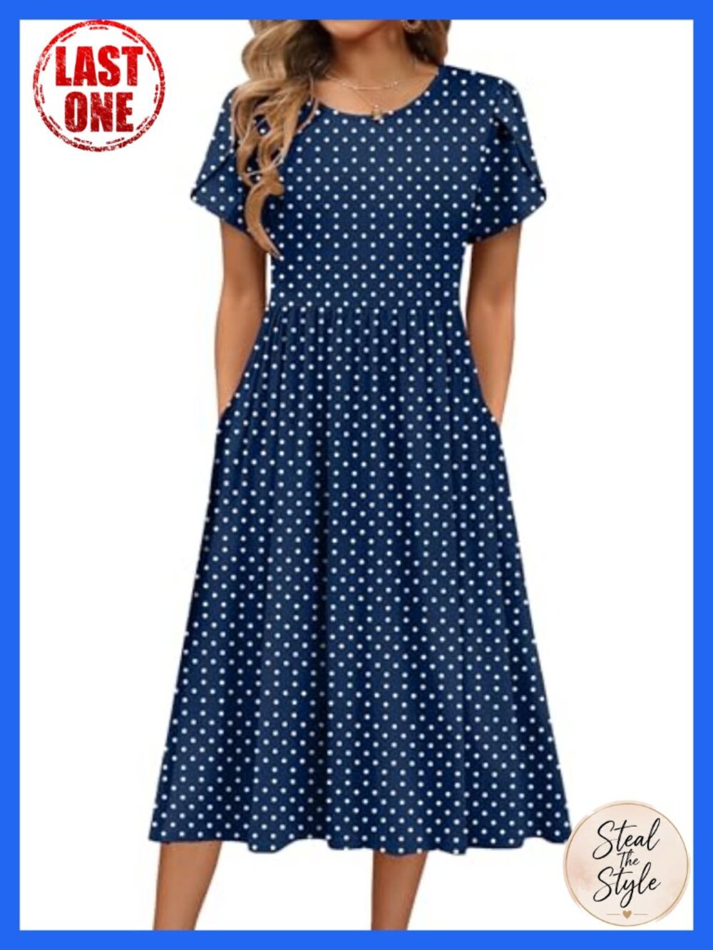 Women's A-Line Midi T-Shirt Dress Floral Short Sleeve Sundress Pockets